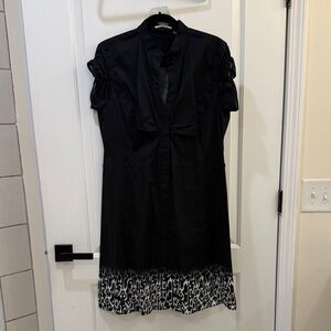T Tahari Black Dress with White Patterned Hem